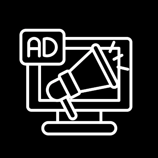 White outline icon of Ad Campaign Creation